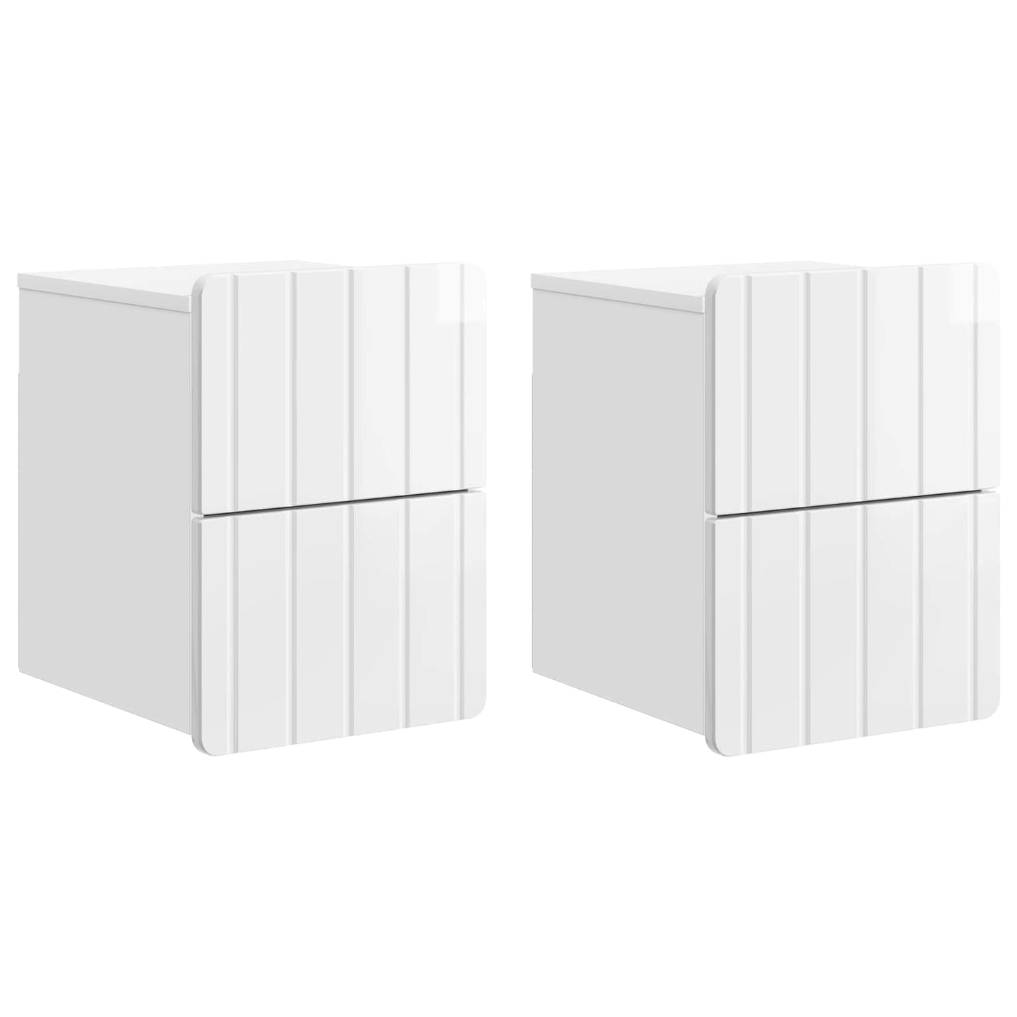 Wandbeugel Bedkast 2 pcs Hoogglans Wit 33 x 34,5 x 43 cm