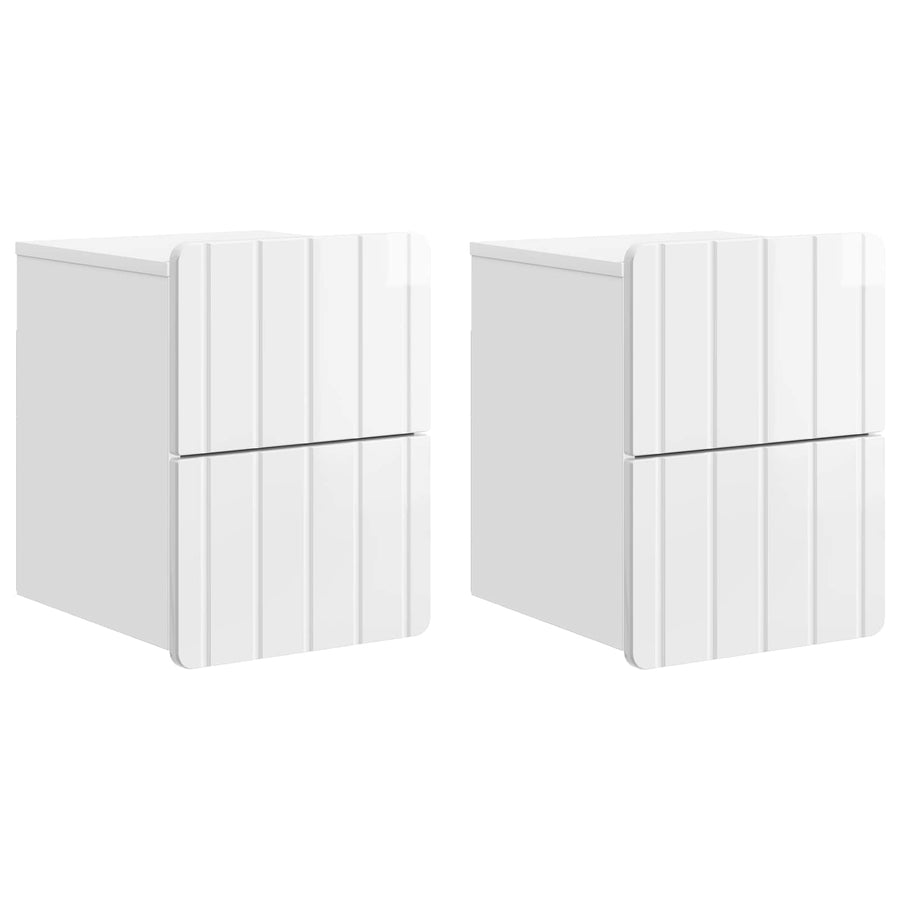 Wandbeugel Bedkast 2 pcs Hoogglans Wit 33 x 34,5 x 43 cm