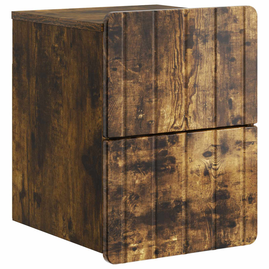 Wandbeugel Bedkast Gerookt eiken 33 x 34,5 x 43 cm Bewerkt hout