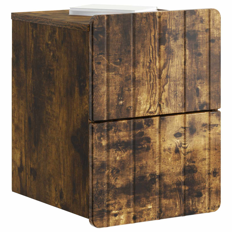 Wandbeugel Bedkast Gerookt eiken 33 x 34,5 x 43 cm Bewerkt hout