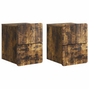 Nachtkastje 33x34,5x43 cm bewerkt hout gerookt eiken