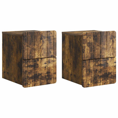 Wandbeugel Bedkast 2 pcs Gerookt eiken 33 x 34,5 x 43 cm
