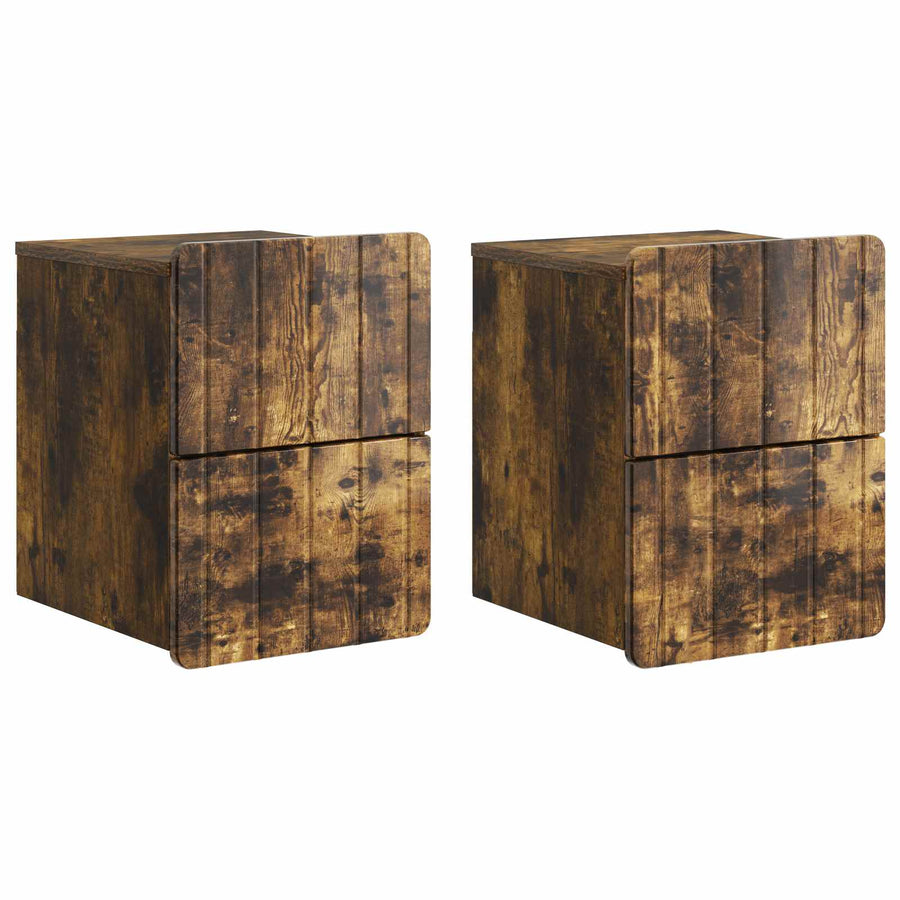 Wandbeugel Bedkast 2 pcs Gerookt eiken 33 x 34,5 x 43 cm