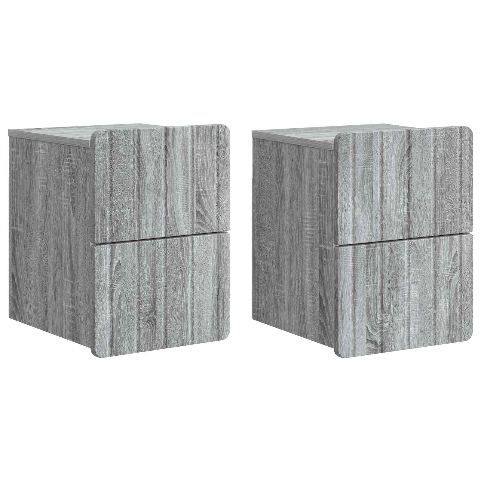 Wandbeugel Bedkast 2 pcs Grijs sonoma 33 x 34,5 x 43 cm