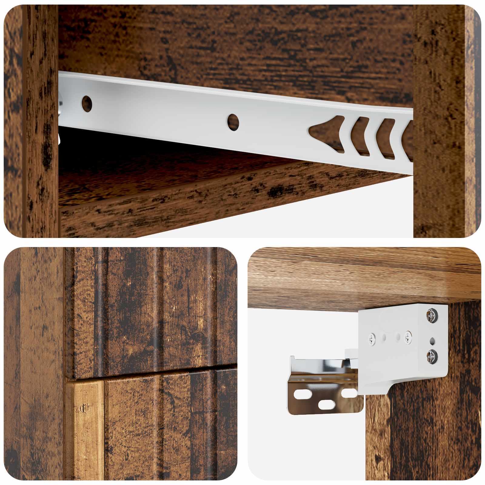 Wandbeugel Bedkast Oud hout 33 x 34,5 x 43 cm Bewerkt hout