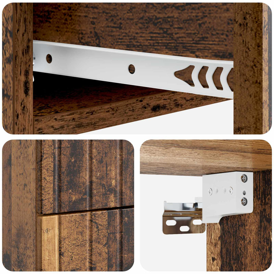 Wandbeugel Bedkast met lade 2 pcs Oud hout 33 x 34,5 x 43 cm