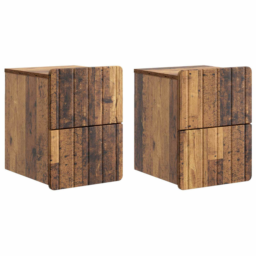 Wandbeugel Bedkast met lade 2 pcs Oud hout 33 x 34,5 x 43 cm