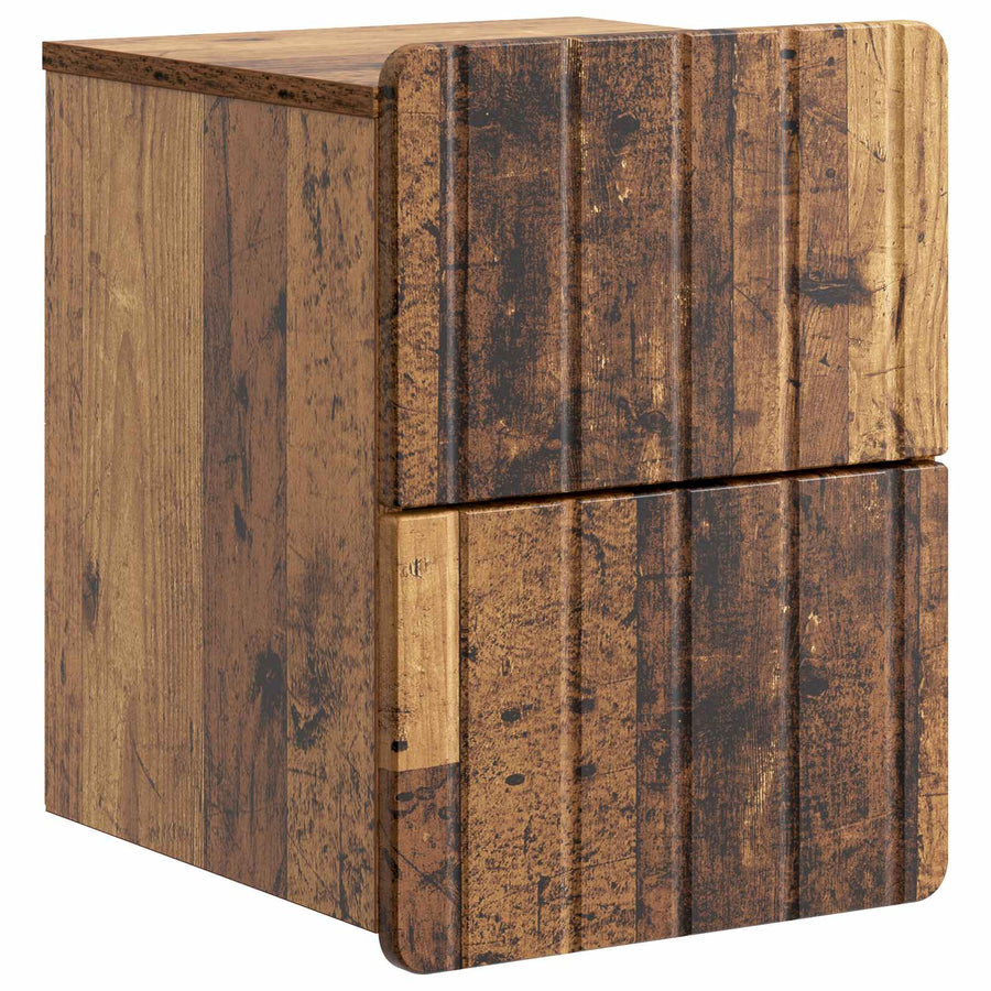 Wandbeugel Bedkast met lade 2 pcs Oud hout 33 x 34,5 x 43 cm