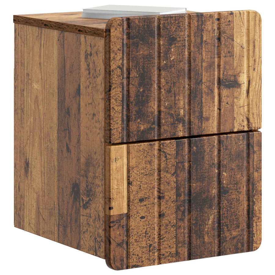 Wandbeugel Bedkast met lade 2 pcs Oud hout 33 x 34,5 x 43 cm