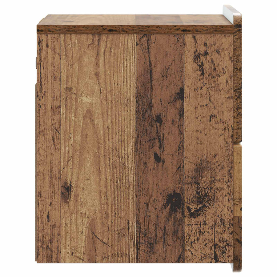 Wandbeugel Bedkast met lade 2 pcs Oud hout 33 x 34,5 x 43 cm