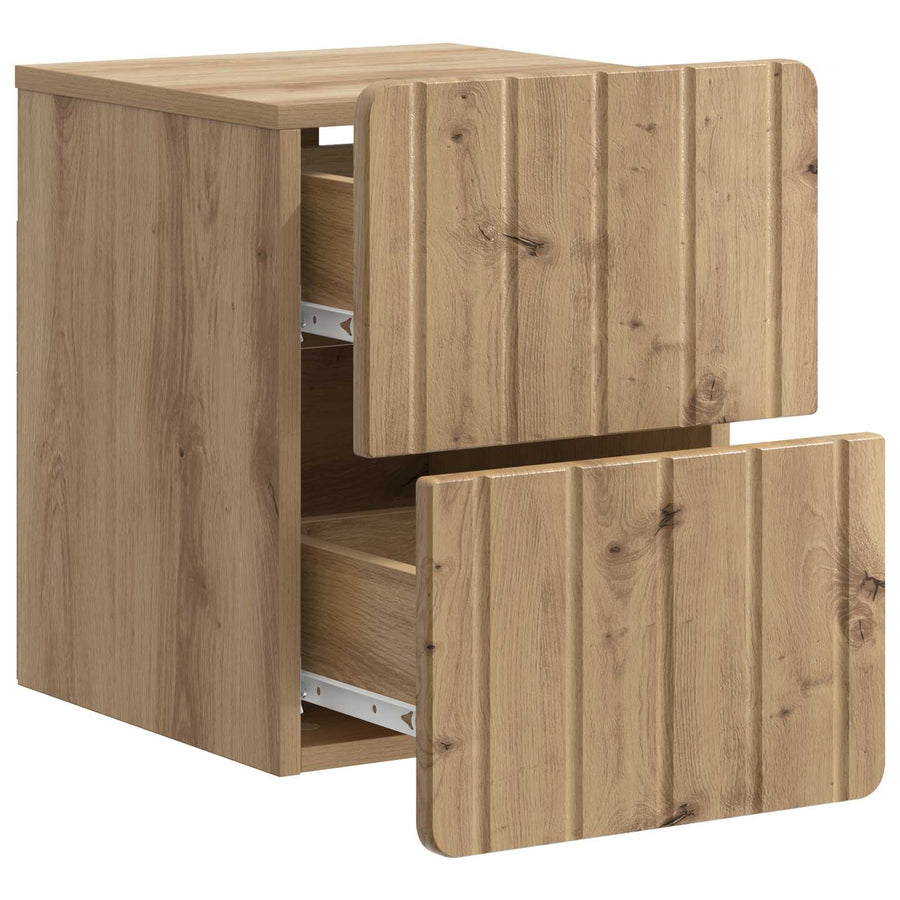 Wandbeugel Bedkast met lade Artisanaal eiken 33 x 34,5 x 43 cm