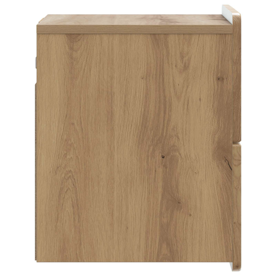 Wandbeugel Bedkast met lade Artisanaal eiken 33 x 34,5 x 43 cm