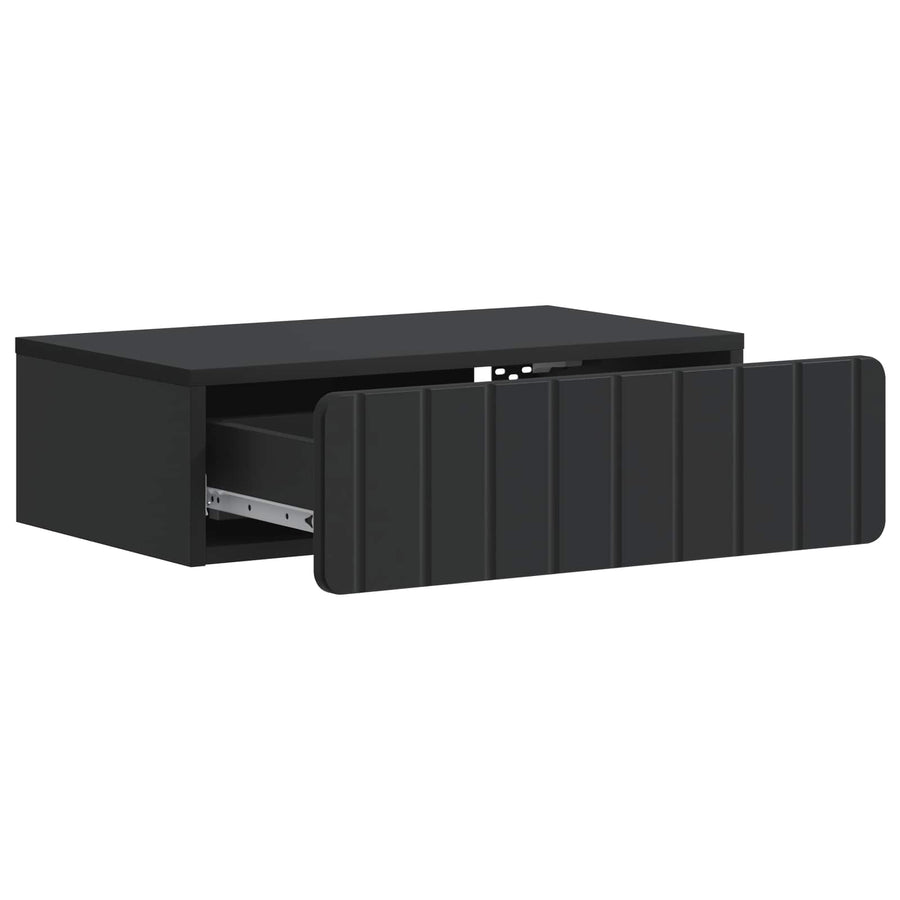 Wandmontage Zijtafel Zwart 59 x 34,5 x 17 cm Bewerkt hout