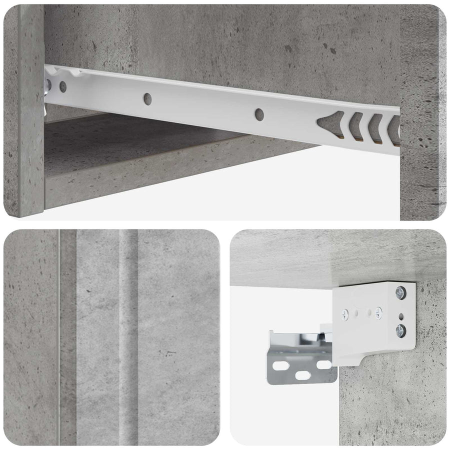 Wandmontage Zijtafel Betongrijs 59 x 34,5 x 17 cm Bewerkt hout
