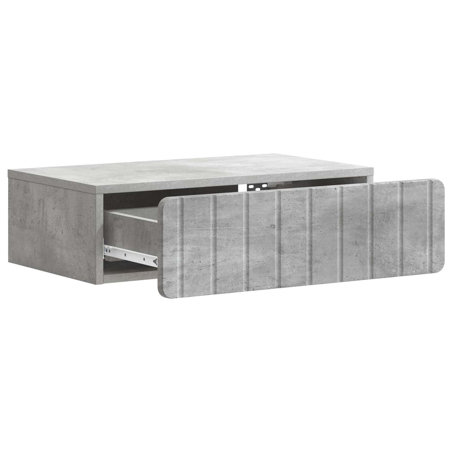 Wandmontage Zijtafel Betongrijs 59 x 34,5 x 17 cm Bewerkt hout