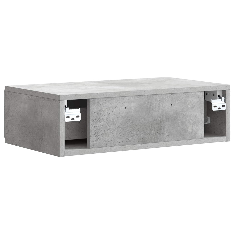 Wandmontage Zijtafel Betongrijs 59 x 34,5 x 17 cm Bewerkt hout