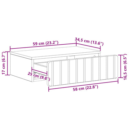 Wandmontage Zijtafel Betongrijs 59 x 34,5 x 17 cm Bewerkt hout