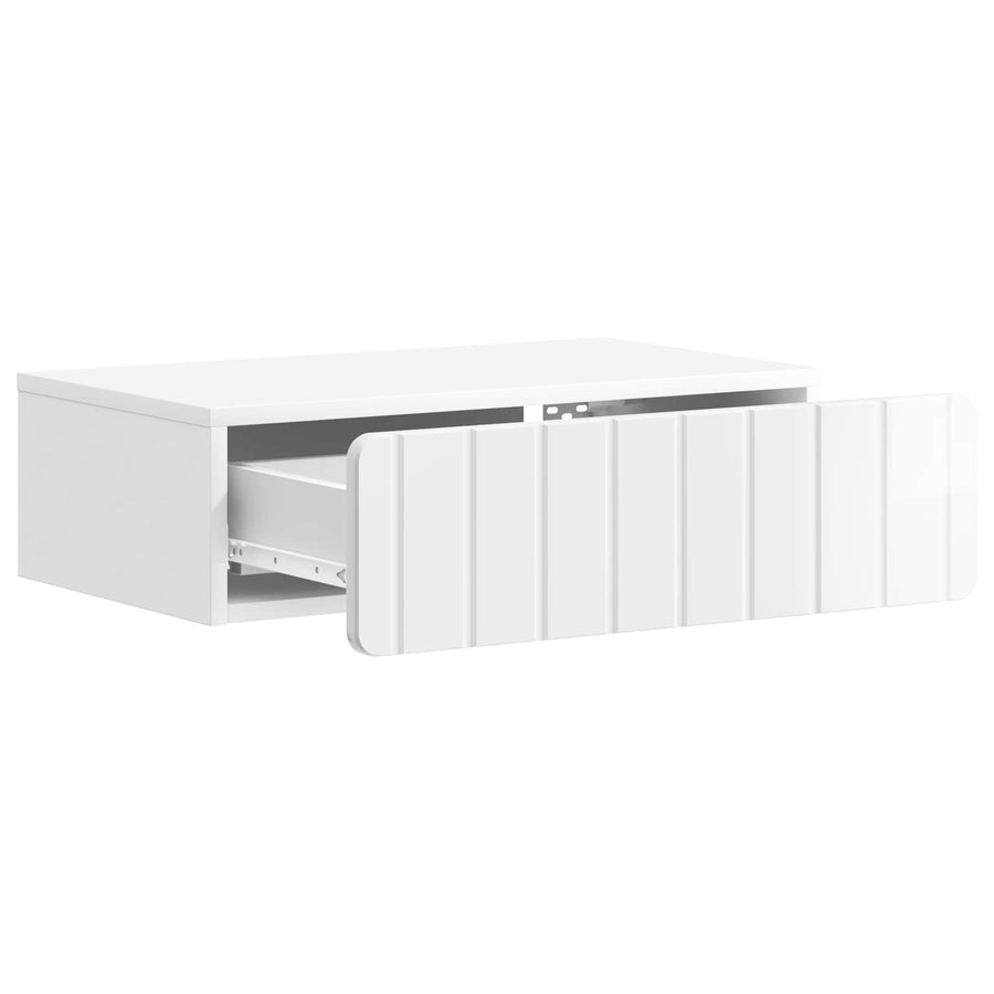 Wandmontage Zijtafel Hoogglans Wit 59 x 34,5 x 17 cm