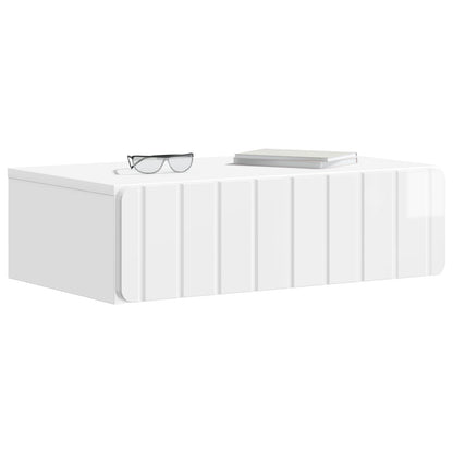 Wandmontage Zijtafel Hoogglans Wit 59 x 34,5 x 17 cm