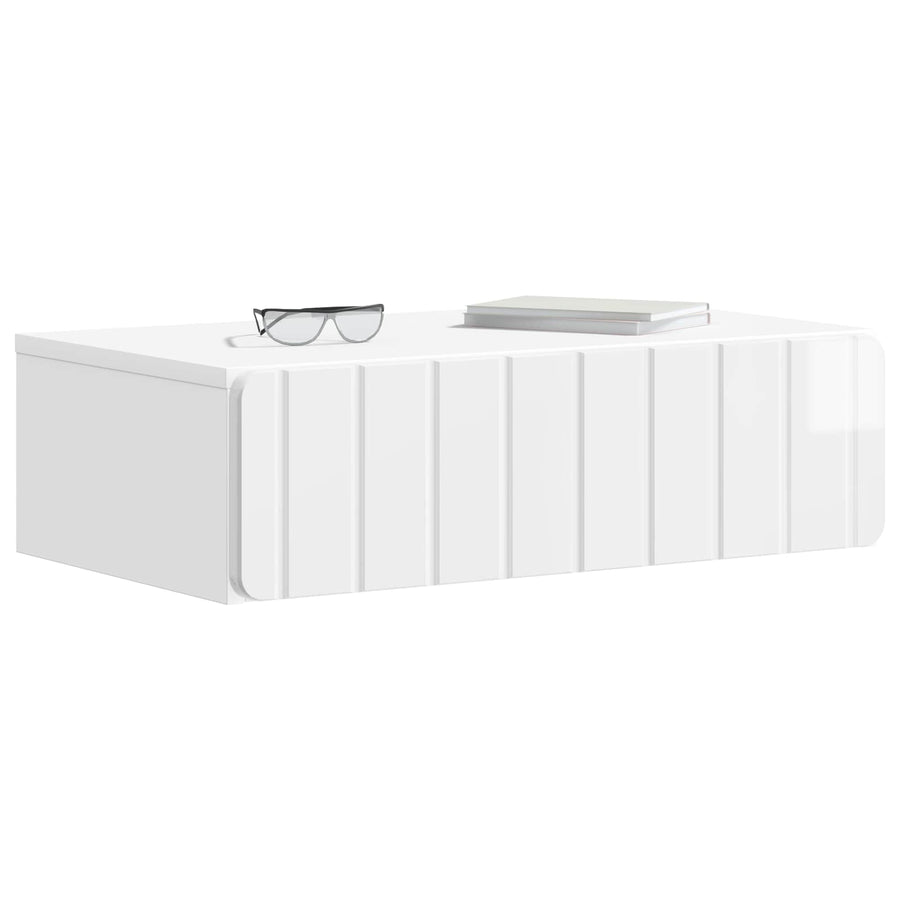 Wandmontage Zijtafel Hoogglans Wit 59 x 34,5 x 17 cm