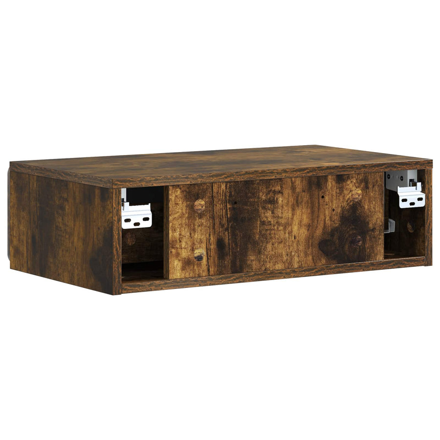 Wandmontage Zijtafel Gerookt eiken 59 x 34,5 x 17 cm