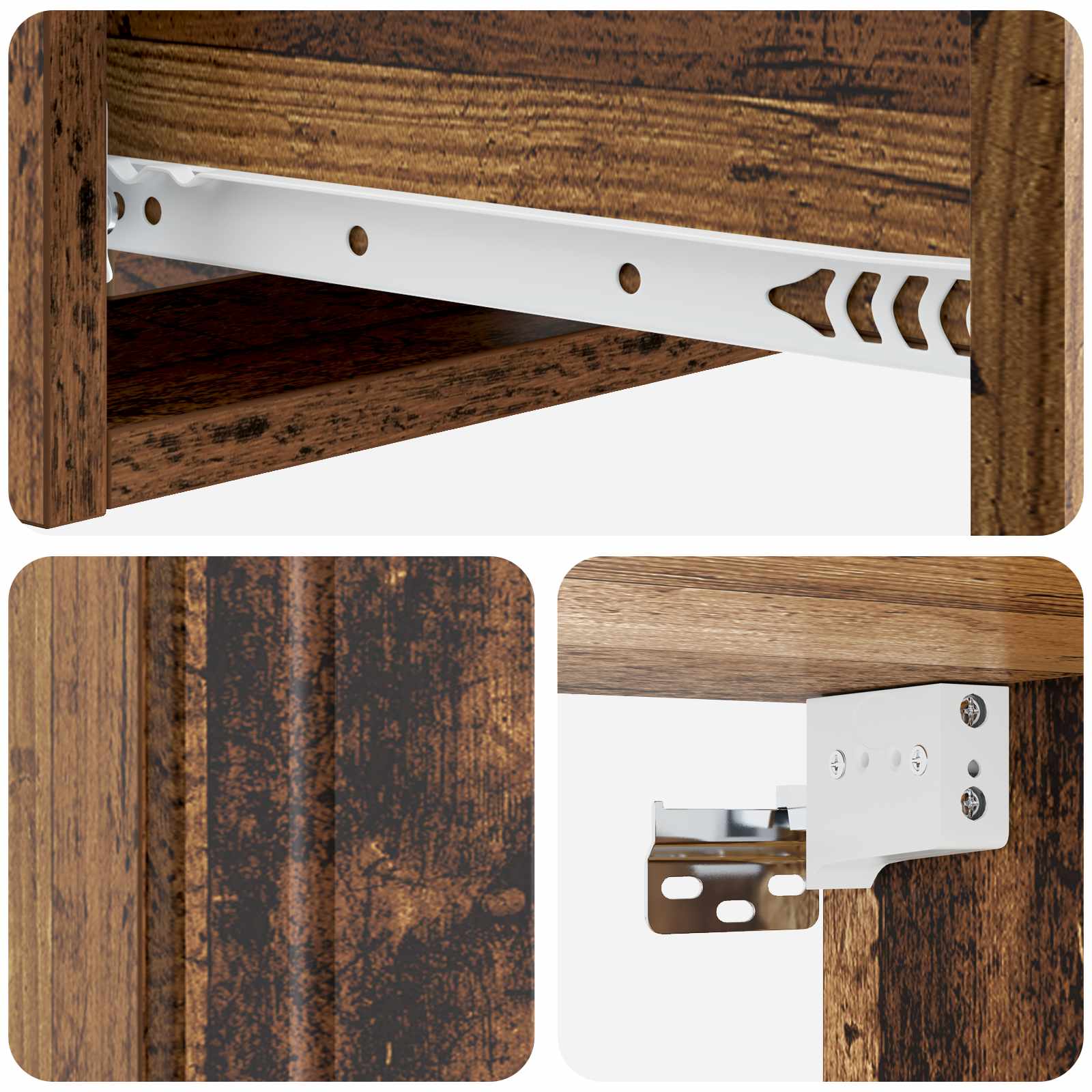 Wandmontage Zijtafel Oud hout 59 x 34,5 x 17 cm Bewerkt hout