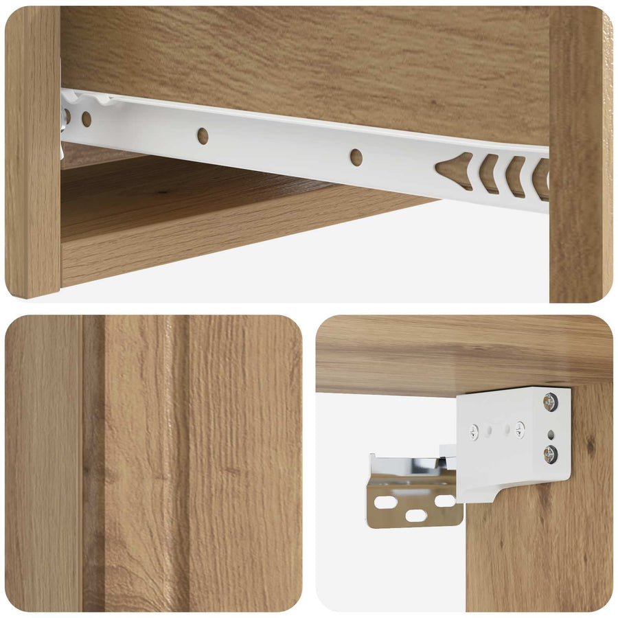 Wandmontage Zijtafel Artisanaal eiken 59 x 34,5 x 17 cm