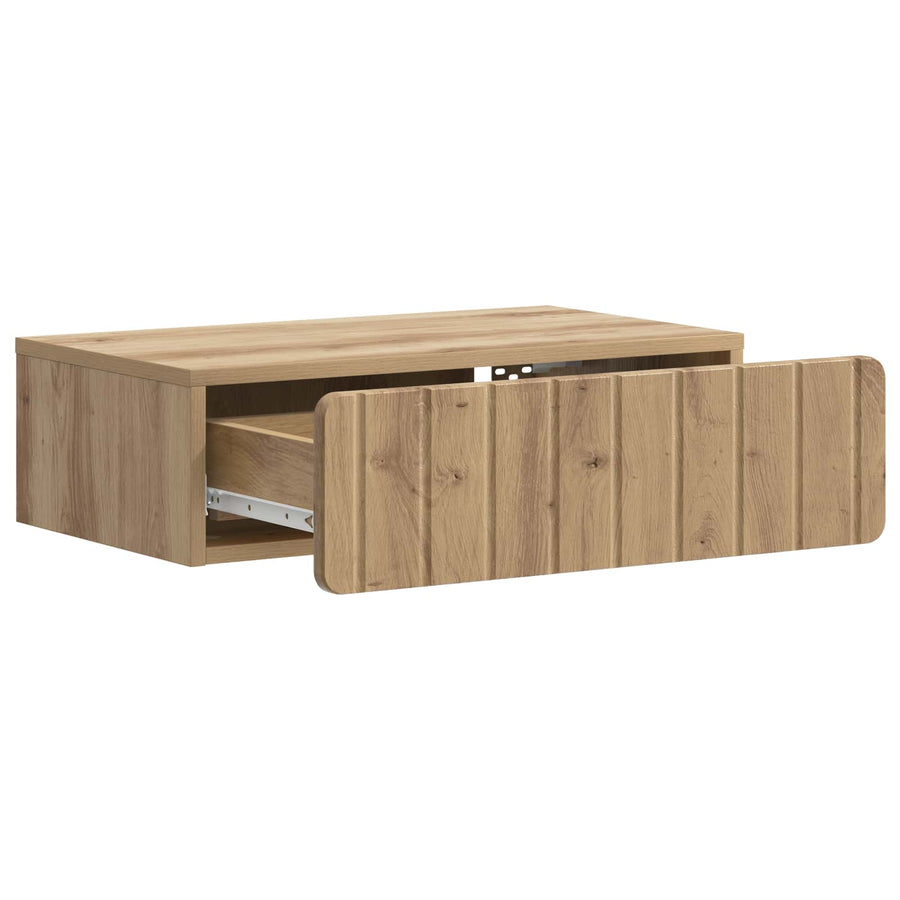 Wandmontage Zijtafel Artisanaal eiken 59 x 34,5 x 17 cm