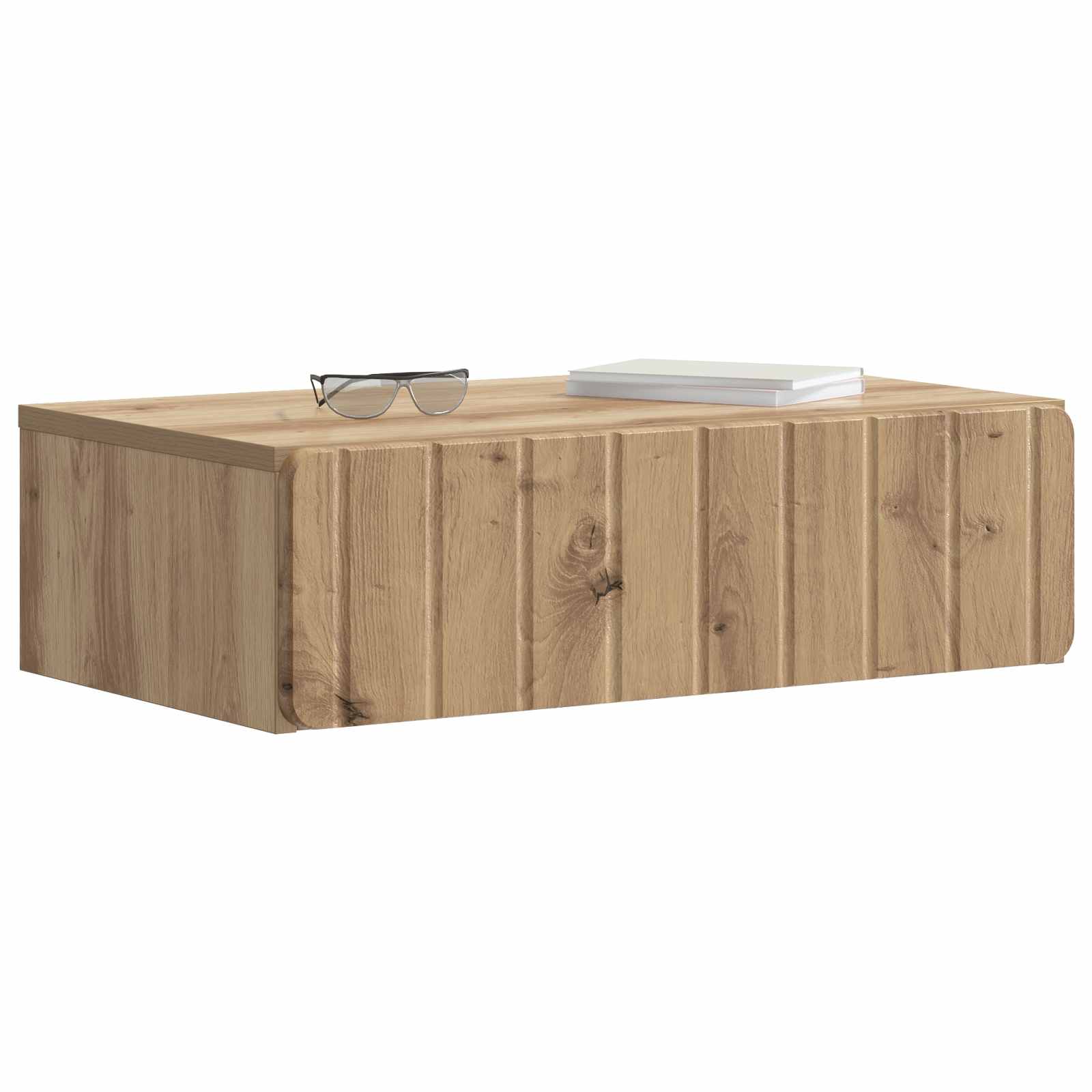 Wandmontage Zijtafel Artisanaal eiken 59 x 34,5 x 17 cm