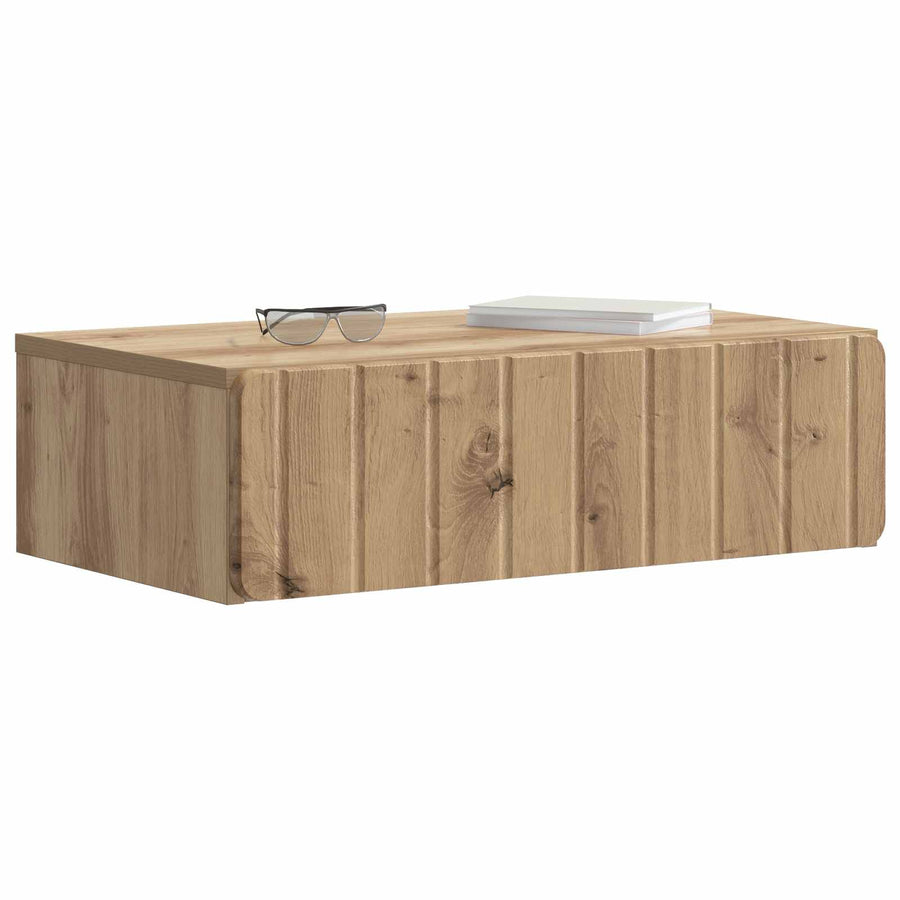 Wandmontage Zijtafel Artisanaal eiken 59 x 34,5 x 17 cm