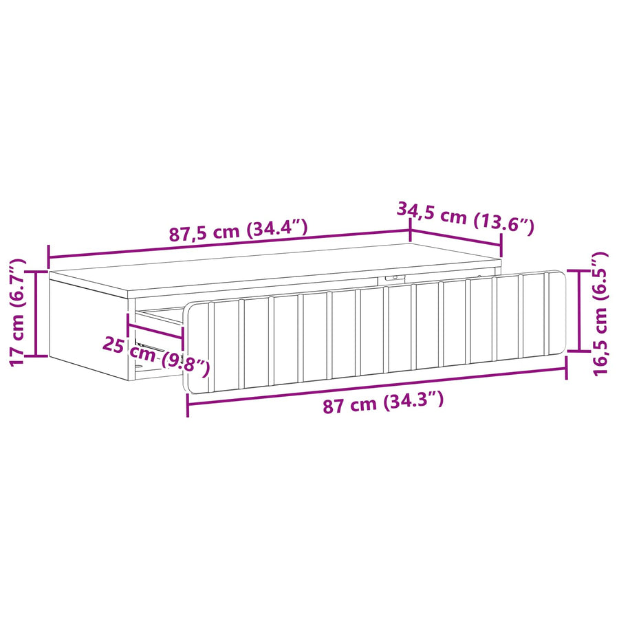 Wandmontage Zijtafel Sonoma Eiken 87,5 x 34,5 x 17 cm