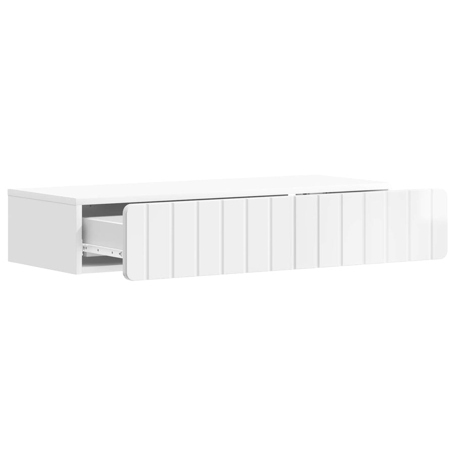 Wandmontage Zijtafel Hoogglans Wit 87,5 x 34,5 x 17 cm