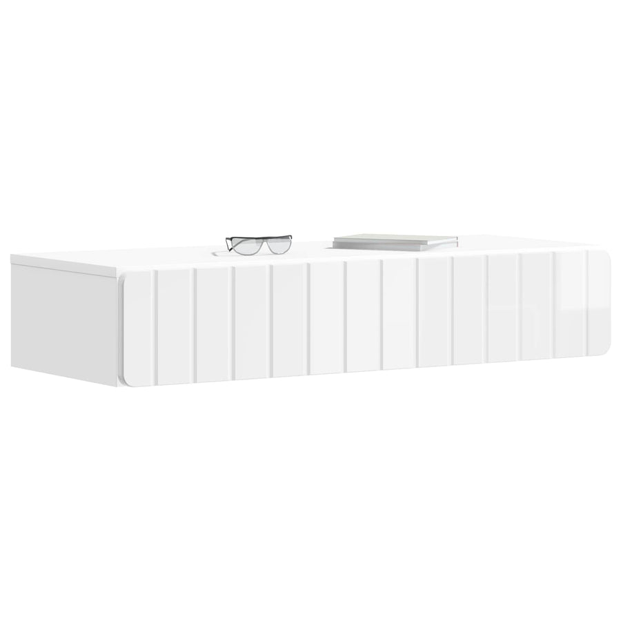 Wandmontage Zijtafel Hoogglans Wit 87,5 x 34,5 x 17 cm