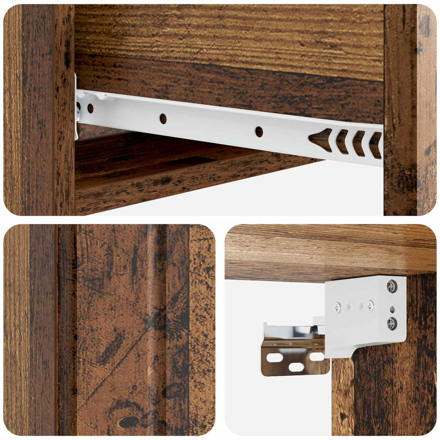 Wandmontage Zijtafel Oud hout 87,5 x 34,5 x 17 cm Bewerkt hout