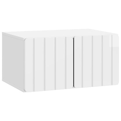 Wandbeugel TV-kast Hoogglans Wit 59,5 x 41 x 30 cm Bewerkt hout