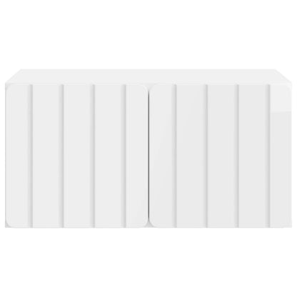 Wandbeugel TV-kast Hoogglans Wit 59,5 x 41 x 30 cm Bewerkt hout