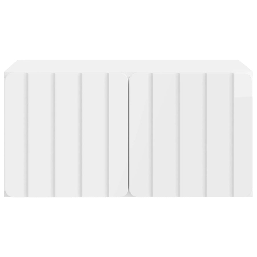 Wandbeugel TV-kast Hoogglans Wit 59,5 x 41 x 30 cm Bewerkt hout