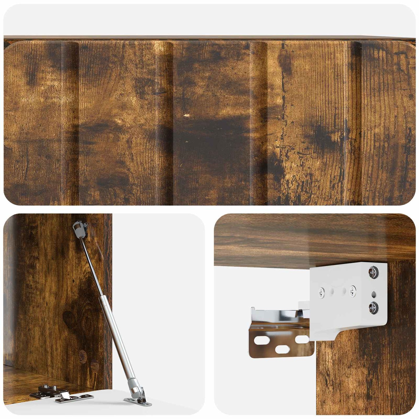 Wandbeugel TV-kast Gerookt eiken 59,5 x 41 x 30 cm Bewerkt hout