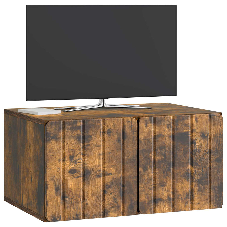 Wandbeugel TV-kast Gerookt eiken 59,5 x 41 x 30 cm Bewerkt hout