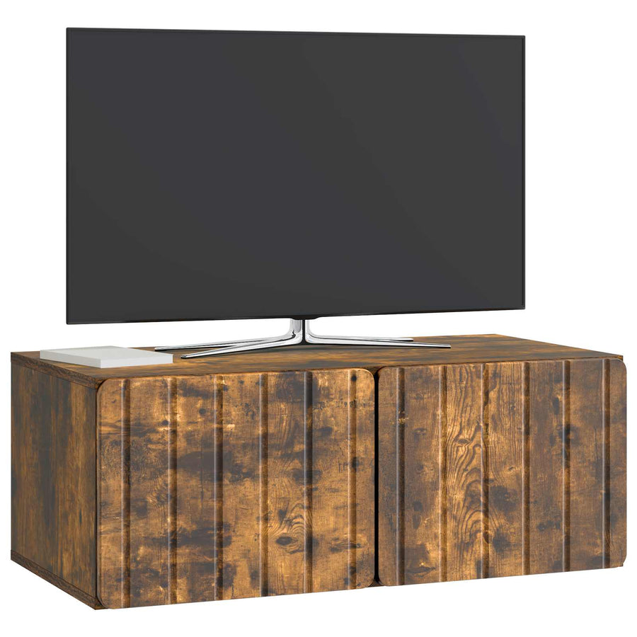Wandbeugel TV-kast Gerookt eiken 78,5 x 41 x 30 cm Bewerkt hout