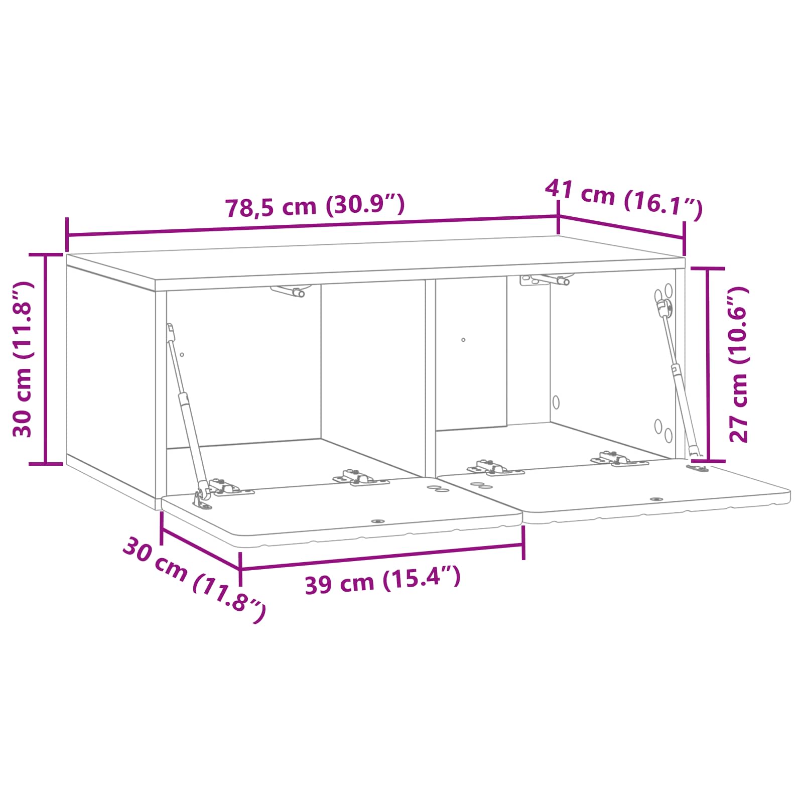Wandbeugel TV-kast Gerookt eiken 78,5 x 41 x 30 cm Bewerkt hout