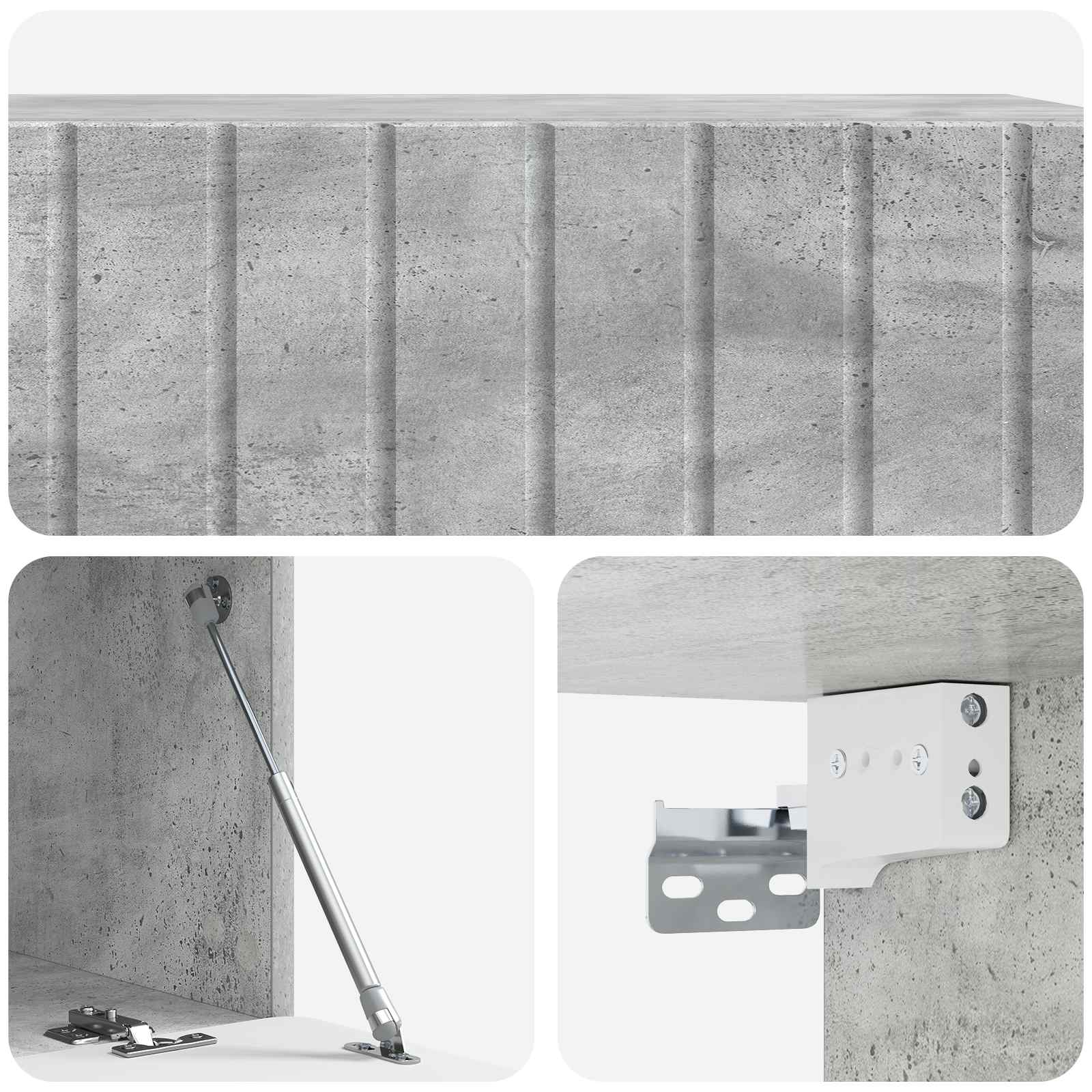 Wandbeugel TV-kast Betongrijs 98 x 41 x 30 cm Bewerkt hout