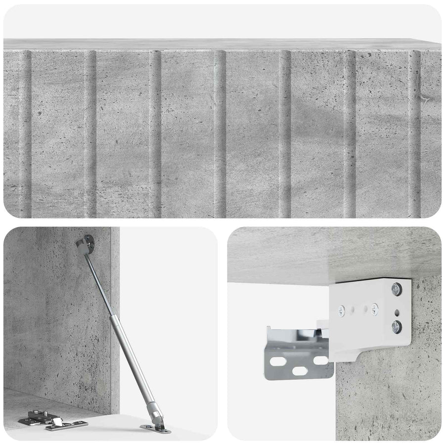Wandbeugel TV-kast Betongrijs 98 x 41 x 30 cm Bewerkt hout