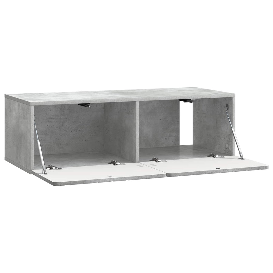 Wandbeugel TV-kast Betongrijs 98 x 41 x 30 cm Bewerkt hout