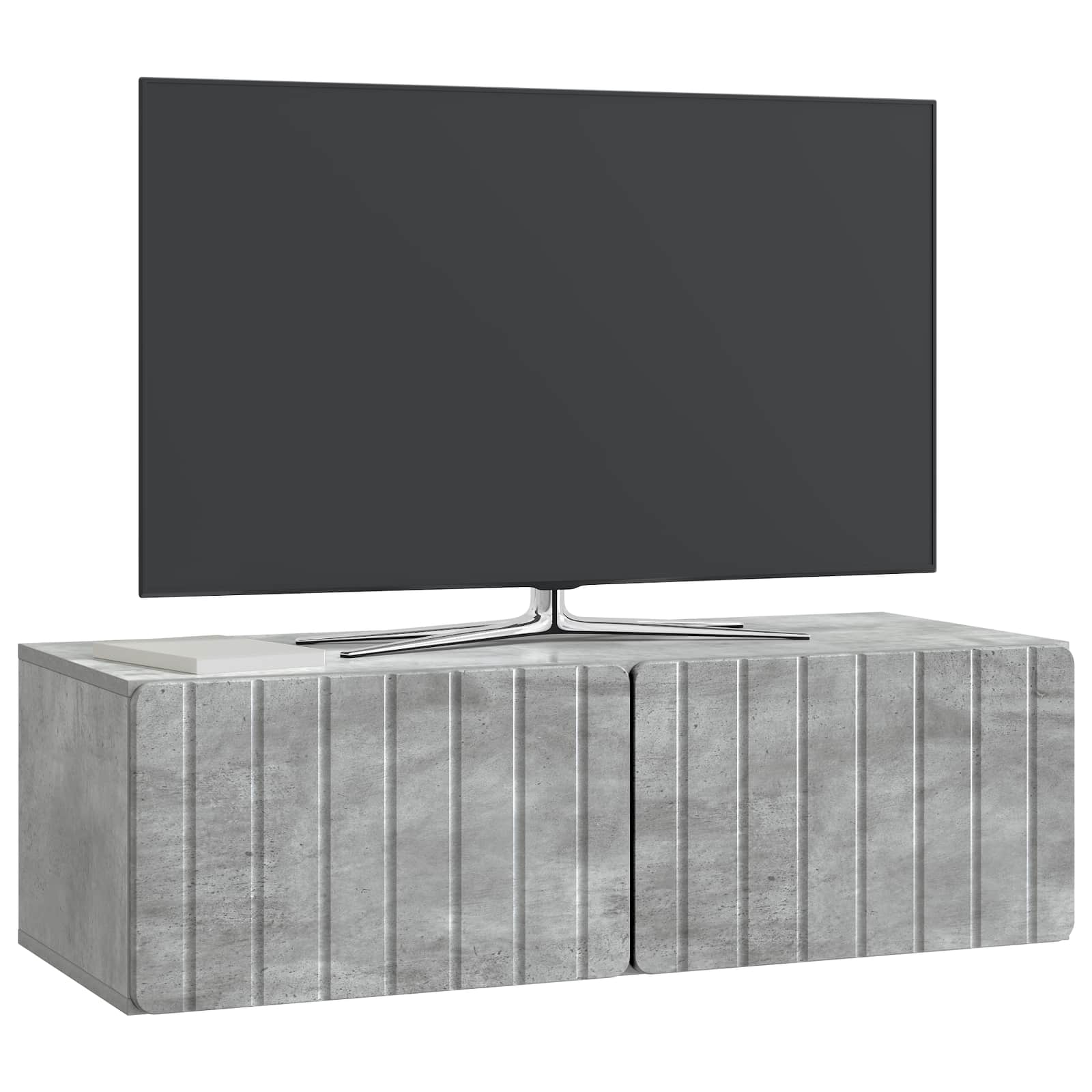 Wandbeugel TV-kast Betongrijs 98 x 41 x 30 cm Bewerkt hout