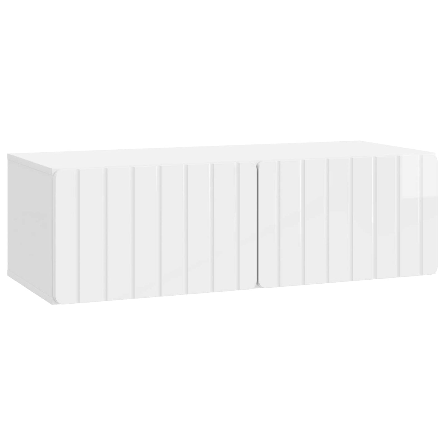 Wandbeugel TV-kast Hoogglans Wit 98 x 41 x 30 cm Bewerkt hout