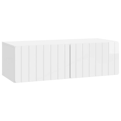 Wandbeugel TV-kast Hoogglans Wit 98 x 41 x 30 cm Bewerkt hout