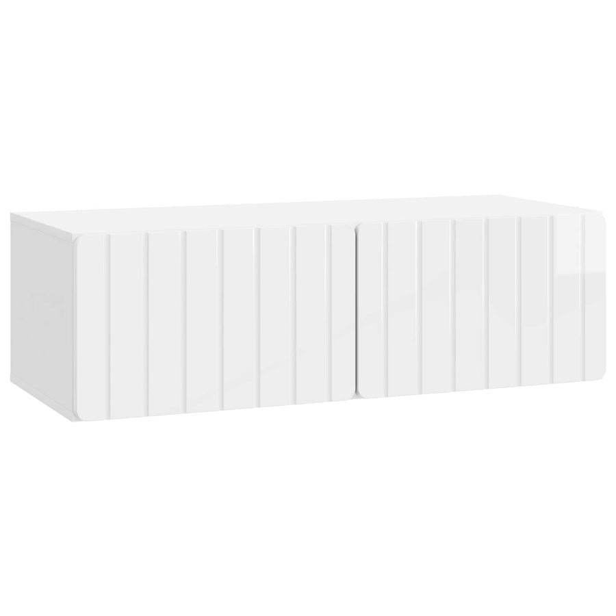 Wandbeugel TV-kast Hoogglans Wit 98 x 41 x 30 cm Bewerkt hout