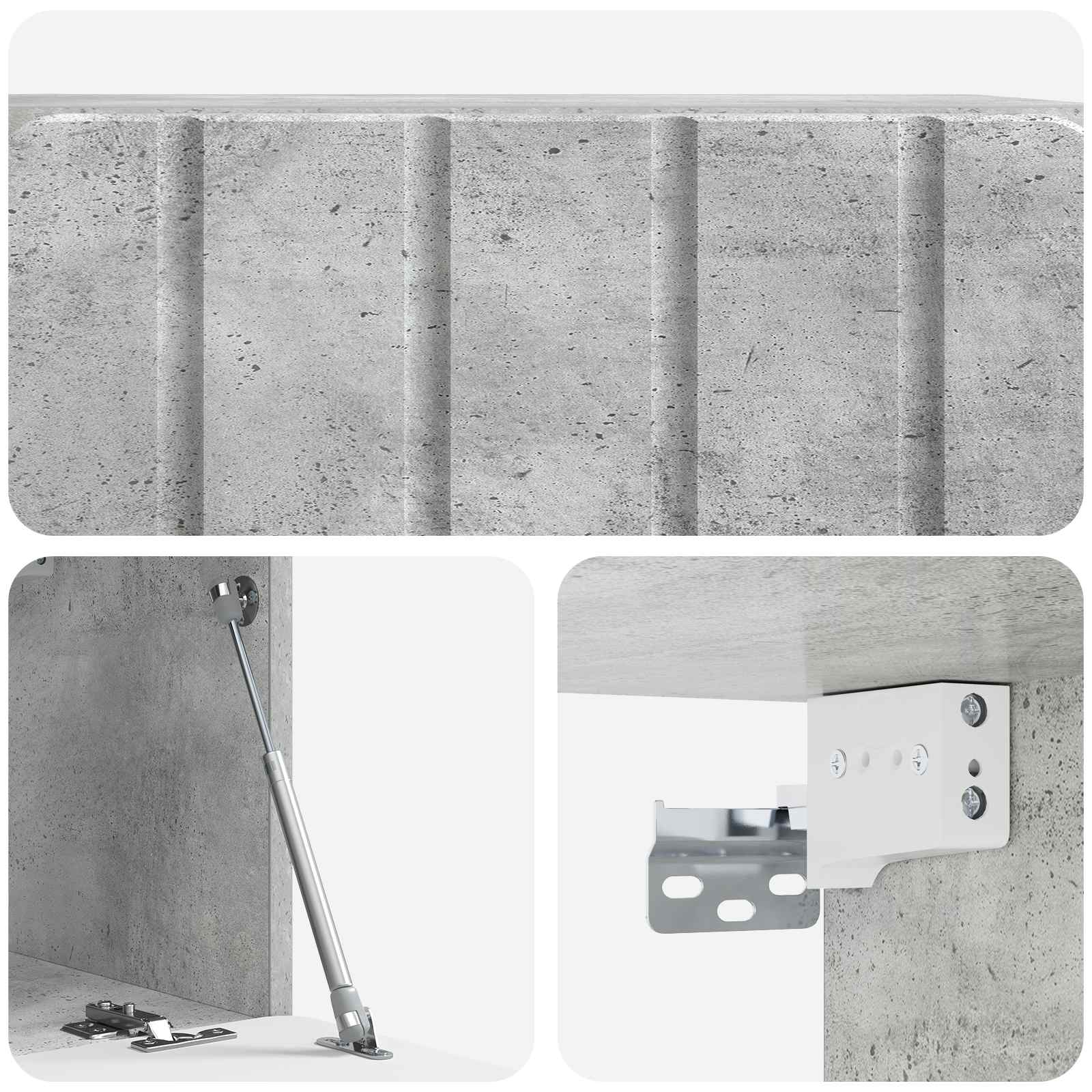 Wandbeugel TV-kast Betongrijs 59,5 x 31 x 30 cm Bewerkt hout