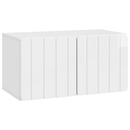 Wandbeugel TV-kast Hoogglans Wit 59,5 x 31 x 30 cm Bewerkt hout